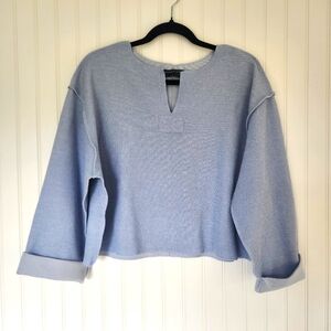 URBAN OUTFITTERS Baby Blue Ribbed Exposed Seam Boxy Oversized Fit Sweater XS